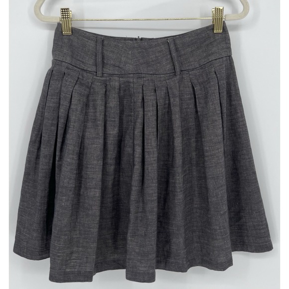 Twenty One Pilots Dresses & Skirts - Vintage Y2K Forever Twenty One Mini Skirt S Linen Blend Pleated Grey Schoolcore